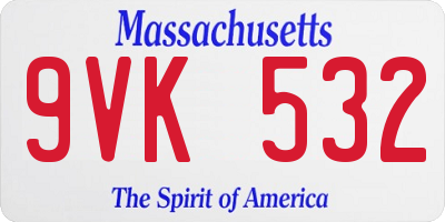 MA license plate 9VK532