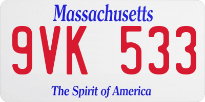 MA license plate 9VK533