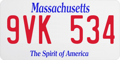 MA license plate 9VK534