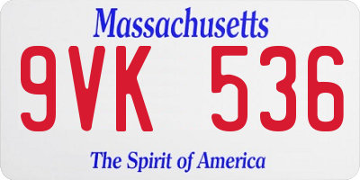 MA license plate 9VK536