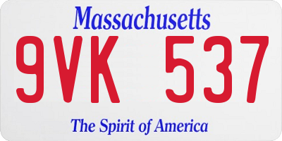 MA license plate 9VK537