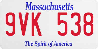 MA license plate 9VK538