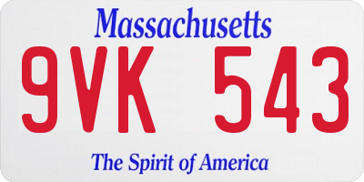 MA license plate 9VK543