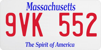 MA license plate 9VK552