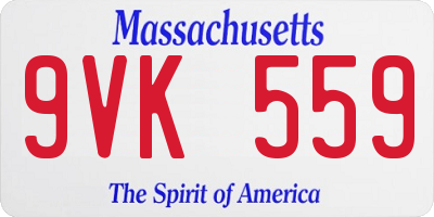 MA license plate 9VK559