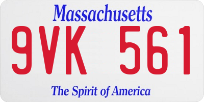 MA license plate 9VK561