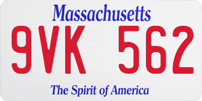 MA license plate 9VK562