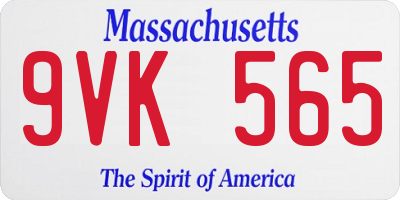 MA license plate 9VK565