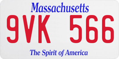 MA license plate 9VK566