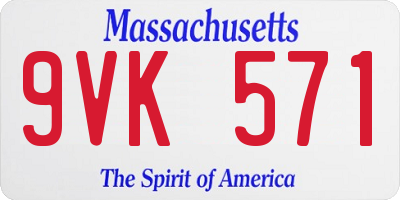 MA license plate 9VK571