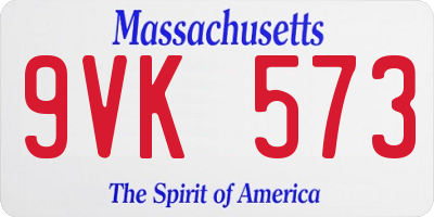 MA license plate 9VK573