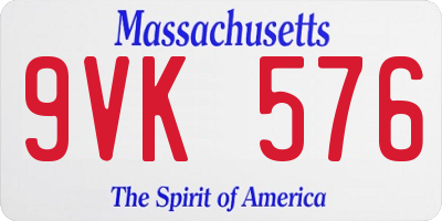 MA license plate 9VK576