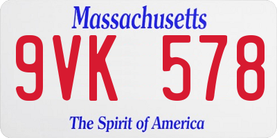 MA license plate 9VK578