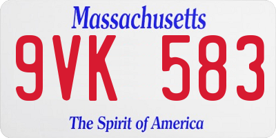 MA license plate 9VK583