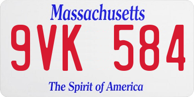 MA license plate 9VK584