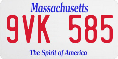 MA license plate 9VK585