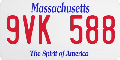 MA license plate 9VK588