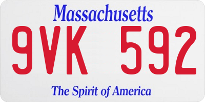 MA license plate 9VK592