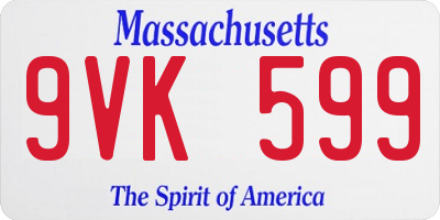MA license plate 9VK599