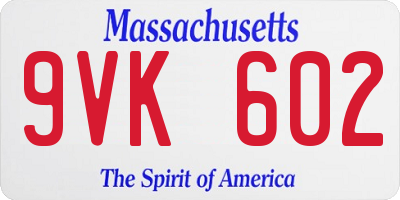 MA license plate 9VK602