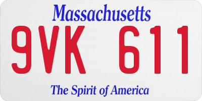 MA license plate 9VK611