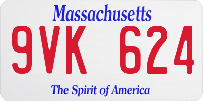 MA license plate 9VK624