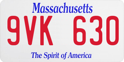 MA license plate 9VK630