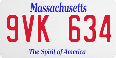 MA license plate 9VK634