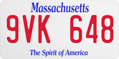 MA license plate 9VK648