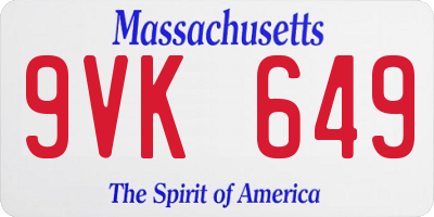 MA license plate 9VK649