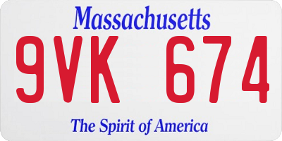 MA license plate 9VK674