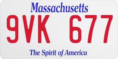 MA license plate 9VK677