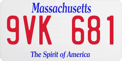 MA license plate 9VK681