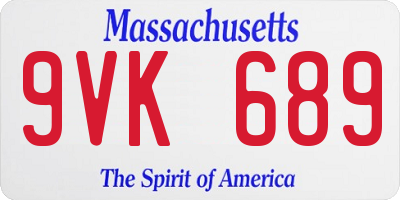 MA license plate 9VK689