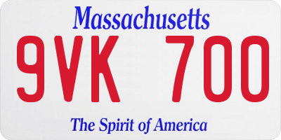 MA license plate 9VK700