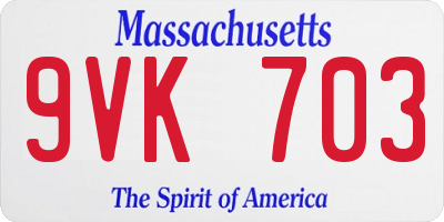MA license plate 9VK703