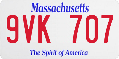MA license plate 9VK707