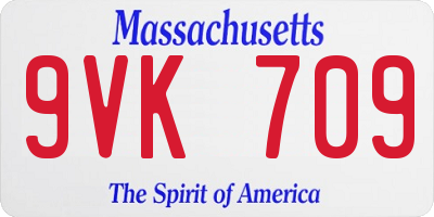 MA license plate 9VK709
