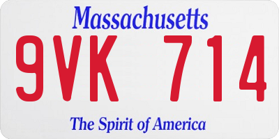 MA license plate 9VK714
