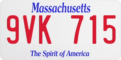 MA license plate 9VK715