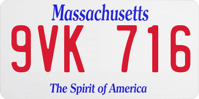 MA license plate 9VK716