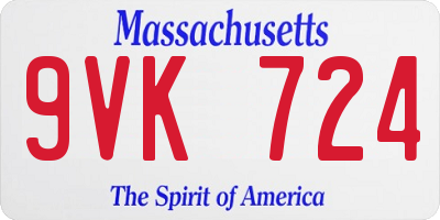 MA license plate 9VK724