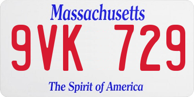 MA license plate 9VK729