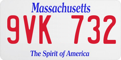 MA license plate 9VK732