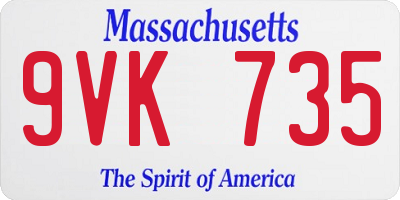 MA license plate 9VK735