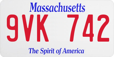MA license plate 9VK742