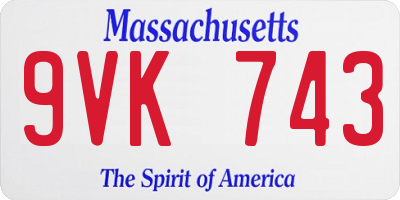 MA license plate 9VK743