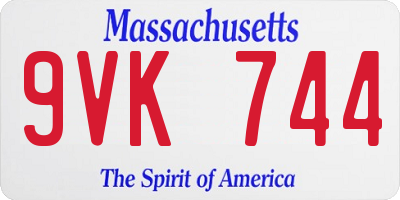 MA license plate 9VK744