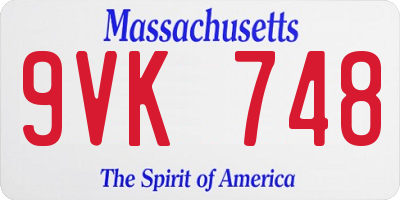 MA license plate 9VK748
