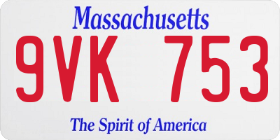 MA license plate 9VK753